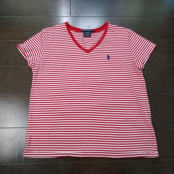 ralph lauren red white striped shirt